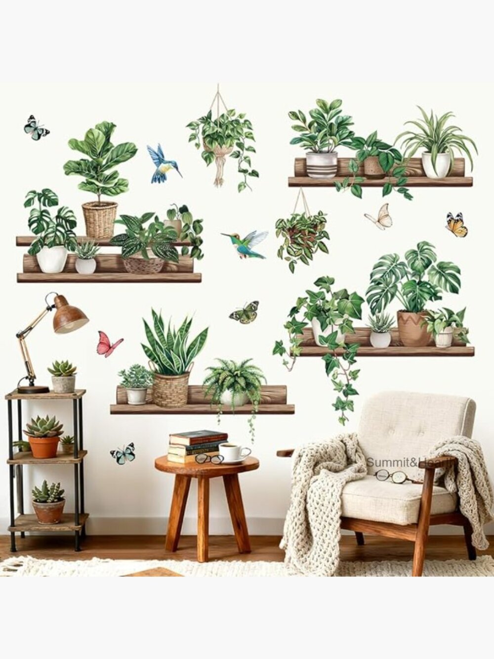 Peel and Stick Wall Decals, 2 Sheets 11.81x35.43in, Vinyl Botanical Decor